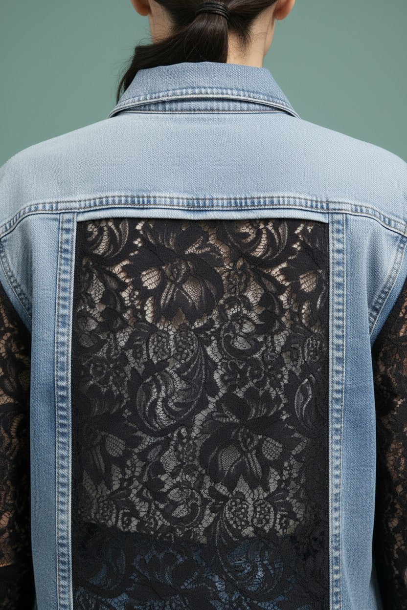 CAMICIA DENIM PIZZO