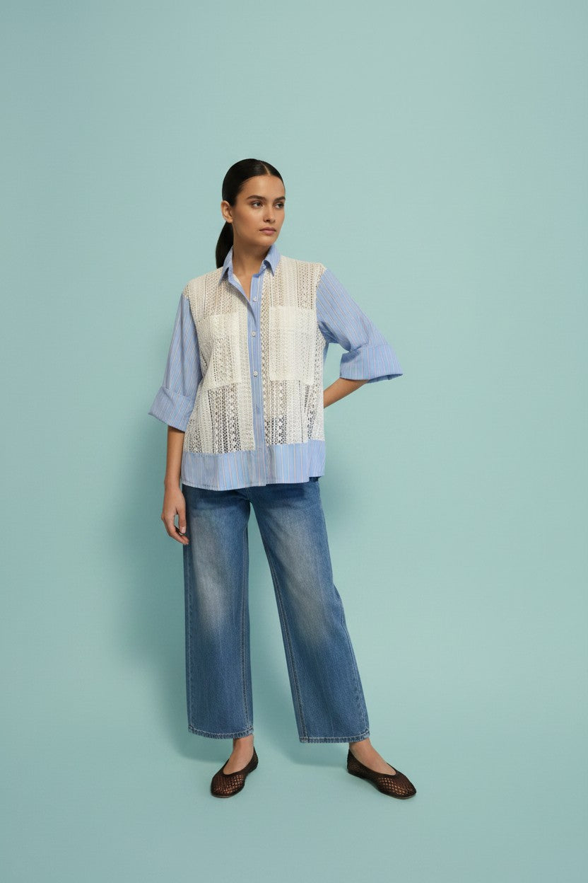 CAMICIA RIGHE PIZZO