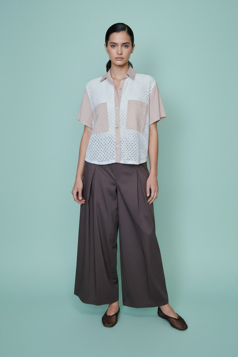 CAMICIA CROPPED MACRAME'