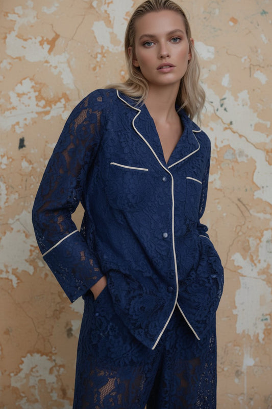 CAMICIA PIZZO STILE PIGIAMA