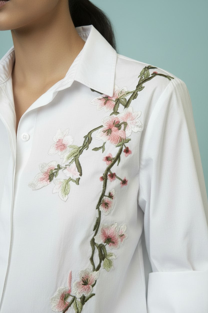 CAMICIA RICAMO FIORE