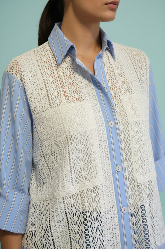 CAMICIA RIGHE PIZZO