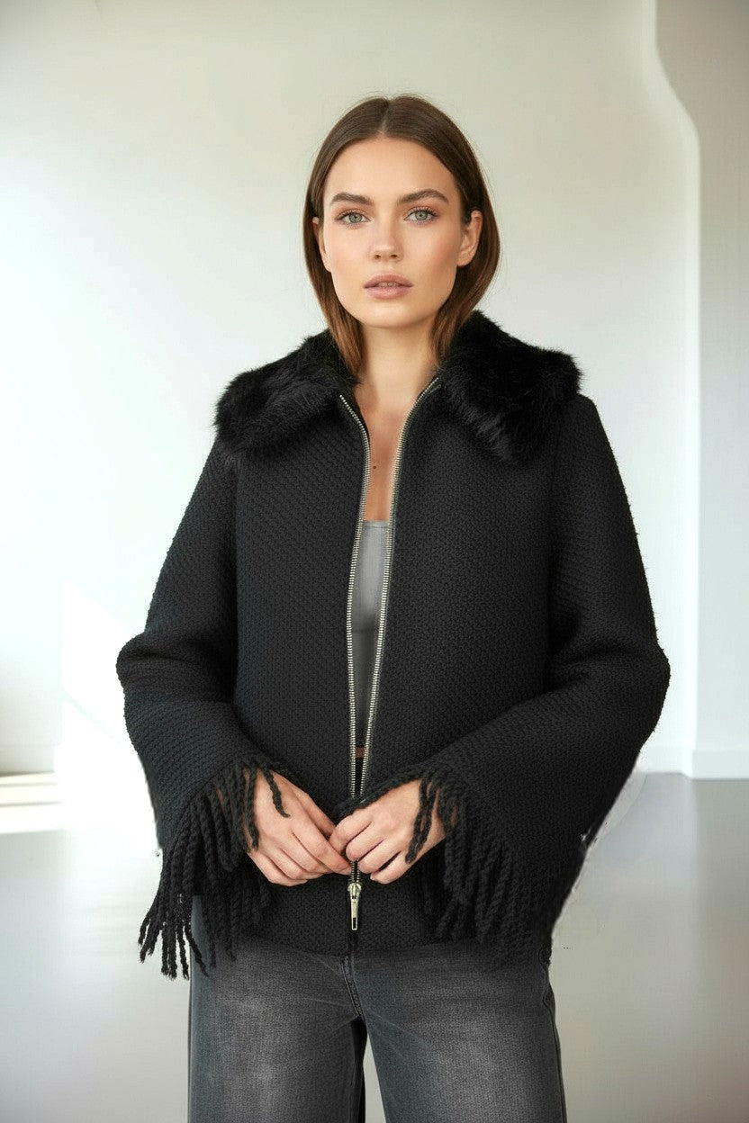 CABAN BOUCLE SIMILPELLICCIA