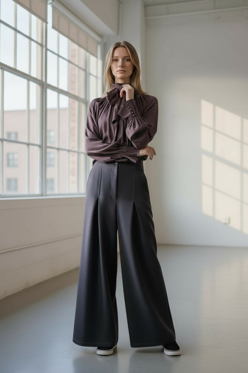 PANTALONE FLUIDO MISTO LANA