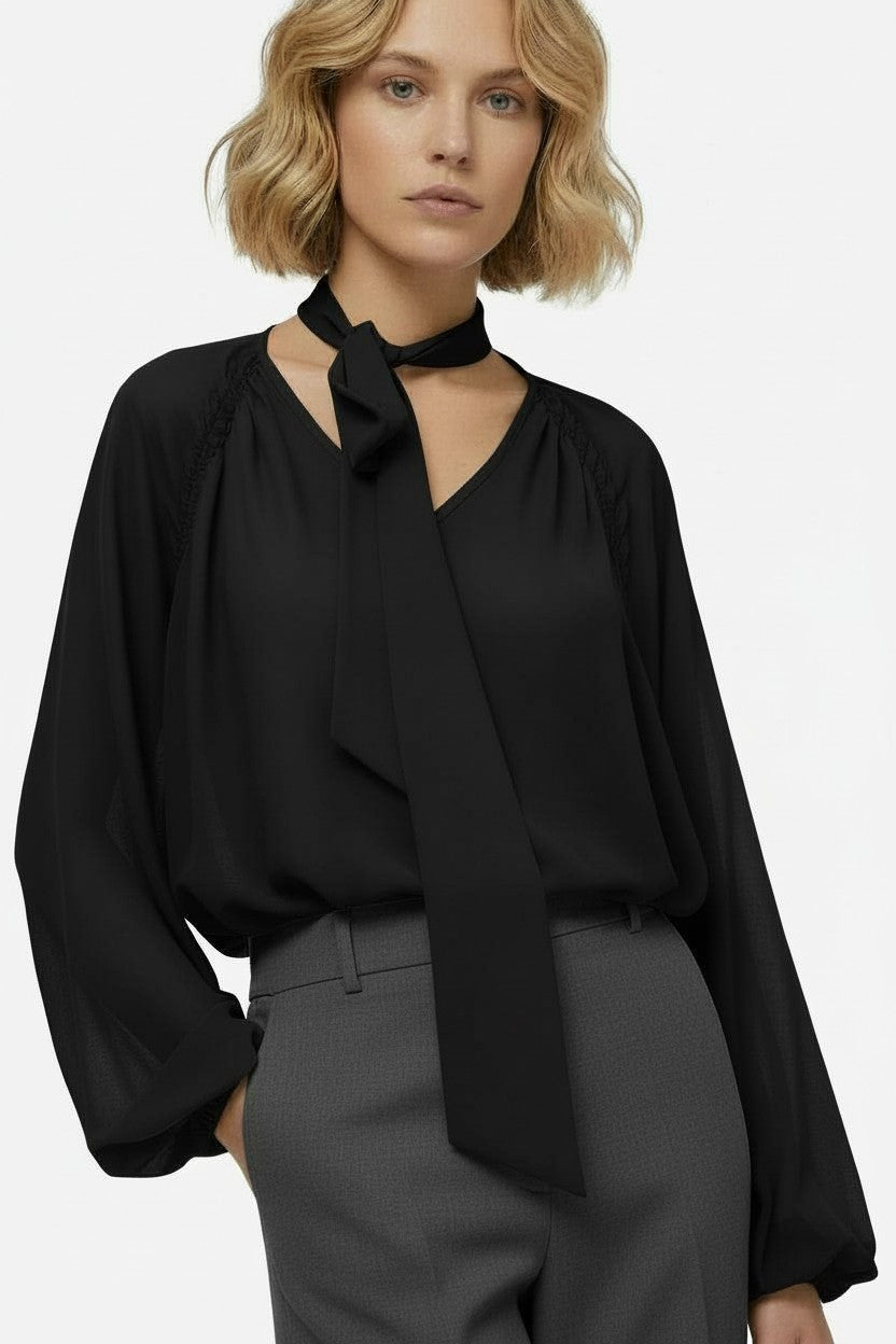 BLOUSON CAMICIA SETA CON FIOCCO