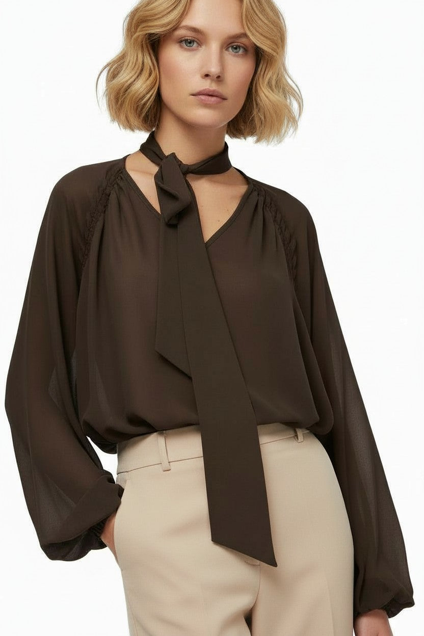 BLOUSON CAMICIA SETA CON FIOCCO