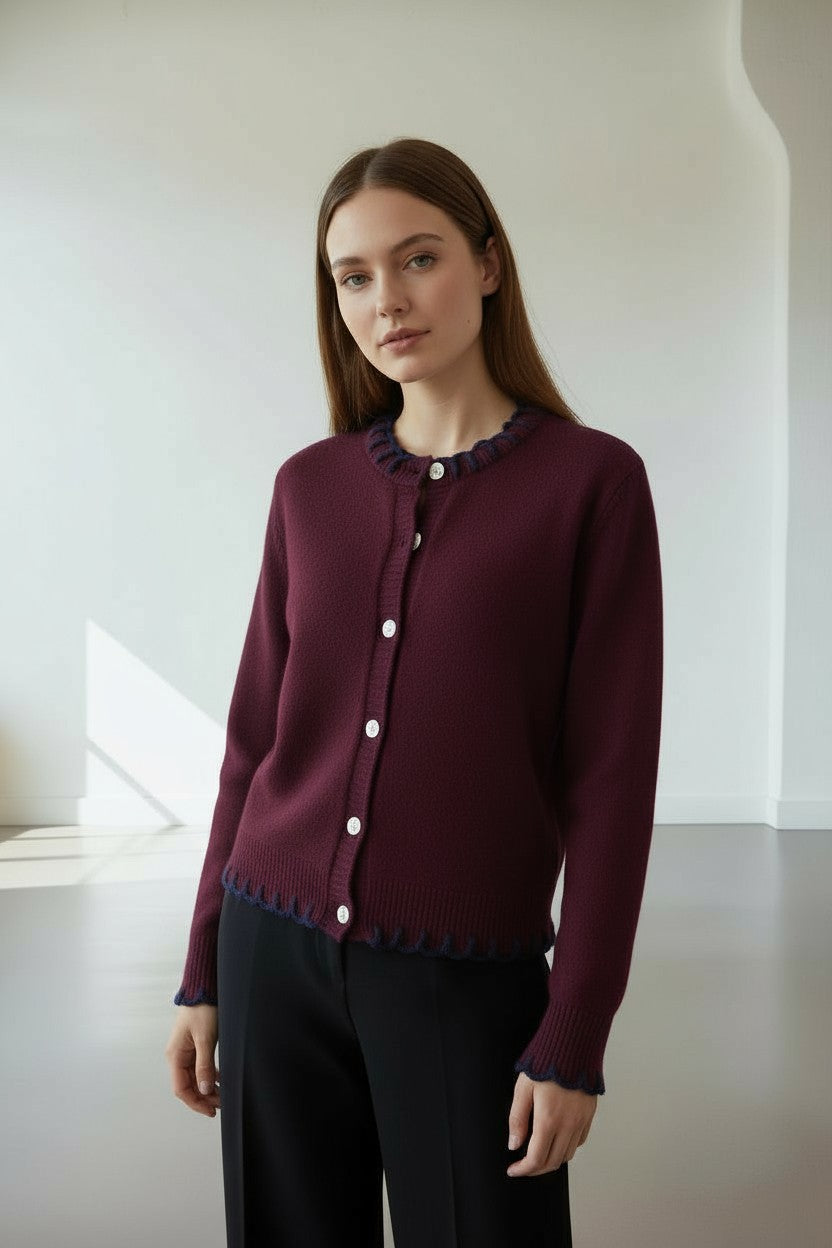 CARDIGAN PURA LANA RICAMO