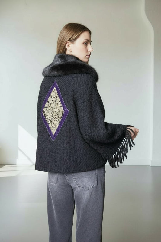 CABAN BOUCLE SIMILPELLICCIA